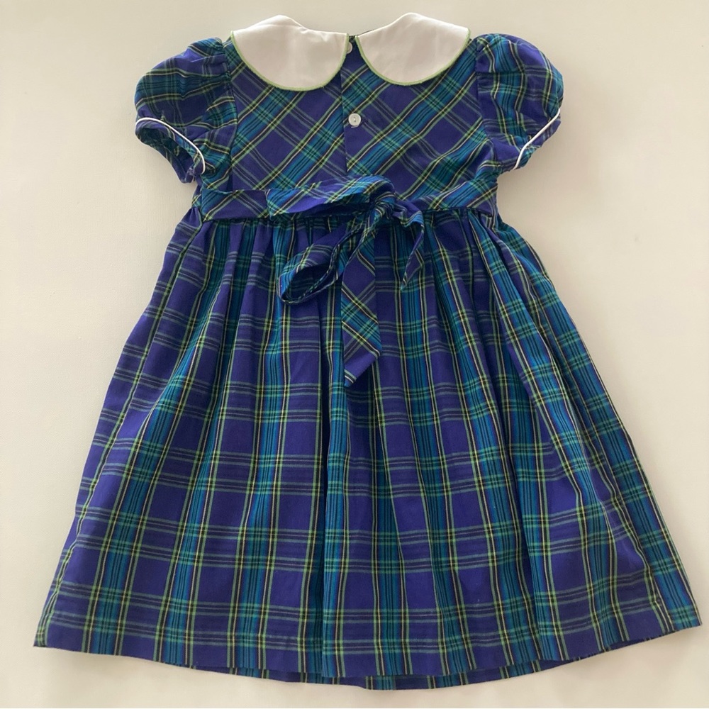 Vintage 4T Toddler Girl Plaid Purple Dress Flower Embroidered Spring - Picture 5 of 7